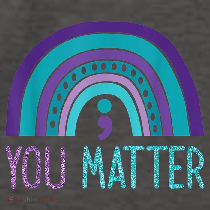 You Matter Semicolon Suicide Prevention Purple Teal Rainbow Vector Backpack