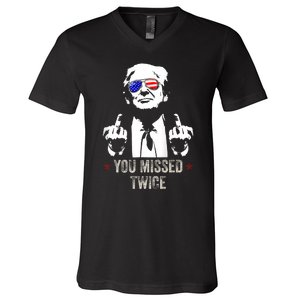 You Missed Twice President Donald Trump V-Neck T-Shirt