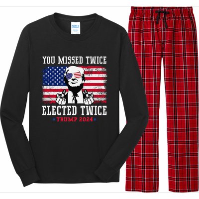 You Missed Twice Elected Twice Trump 2024 We Won Trump Win Long Sleeve Pajama Set