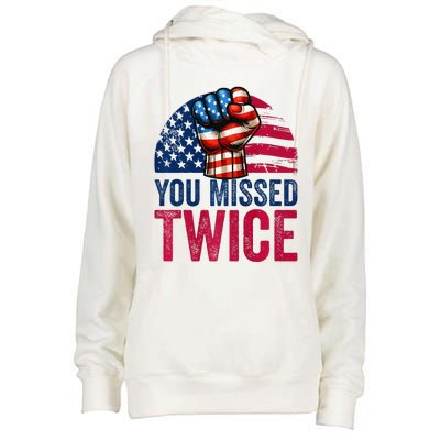 You Missed Twice Trump Assassinated White 2024 Womens Funnel Neck Pullover Hood