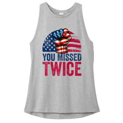 You Missed Twice Trump Assassinated White 2024 Ladies PosiCharge Tri-Blend Wicking Tank