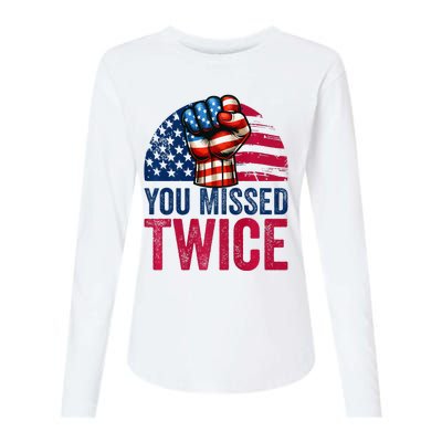 You Missed Twice Trump Assassinated White 2024 Womens Cotton Relaxed Long Sleeve T-Shirt