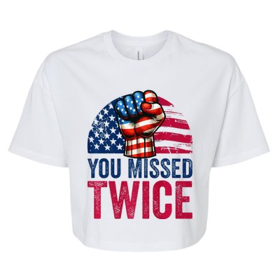 You Missed Twice Trump Assassinated White 2024 Bella+Canvas Jersey Crop Tee