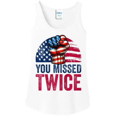 You Missed Twice Trump Assassinated White 2024 Ladies Essential Tank