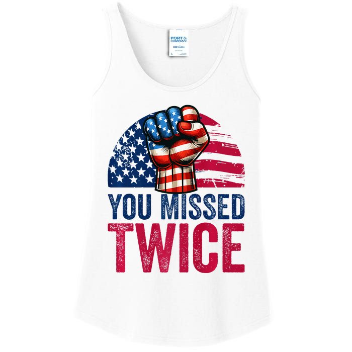 You Missed Twice Trump Assassinated White 2024 Ladies Essential Tank