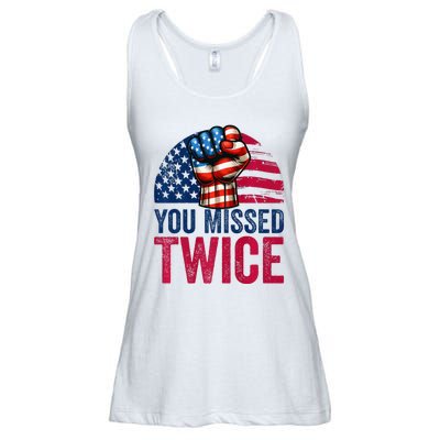 You Missed Twice Trump Assassinated White 2024 Ladies Essential Flowy Tank