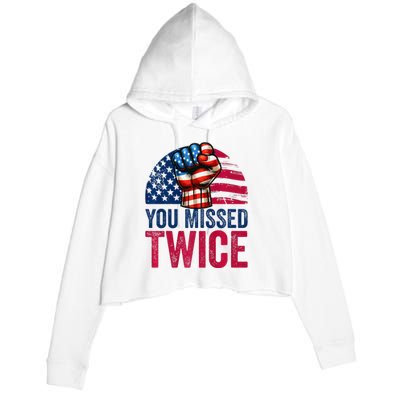 You Missed Twice Trump Assassinated White 2024 Crop Fleece Hoodie