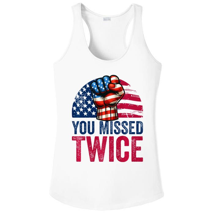 You Missed Twice Trump Assassinated White 2024 Ladies PosiCharge Competitor Racerback Tank