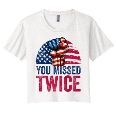 You Missed Twice Trump Assassinated White 2024 Women's Crop Top Tee