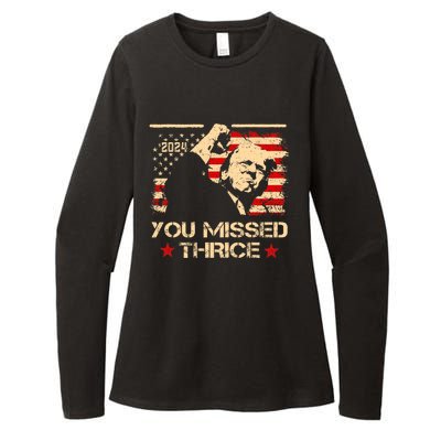 You Missed Thrice Trump Western Cowboy Three Times Us Flag Womens CVC Long Sleeve Shirt