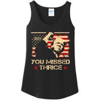 You Missed Thrice Trump Western Cowboy Three Times Us Flag Ladies Essential Tank