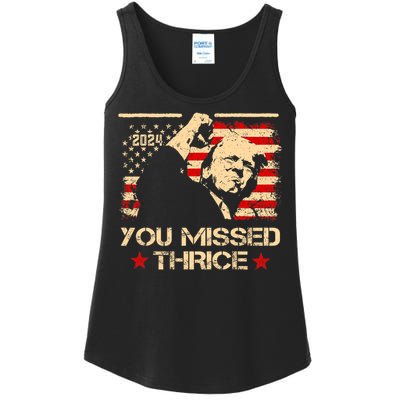 You Missed Thrice Trump Western Cowboy Three Times Us Flag Ladies Essential Tank