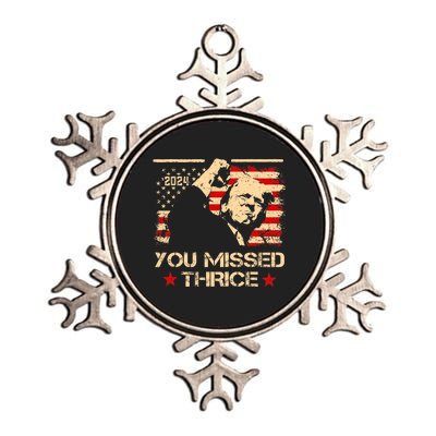 You Missed Thrice Trump Western Cowboy Three Times Us Flag Metallic Star Ornament