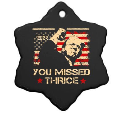 You Missed Thrice Trump Western Cowboy Three Times Us Flag Ceramic Star Ornament