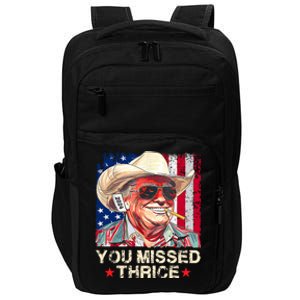 You Missed Thrice Trump Western Cowboy Trump 2024 Us Flag Impact Tech Backpack