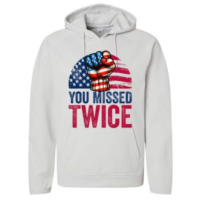 You Missed Twice Trump Assassinated White 2024 Performance Fleece Hoodie