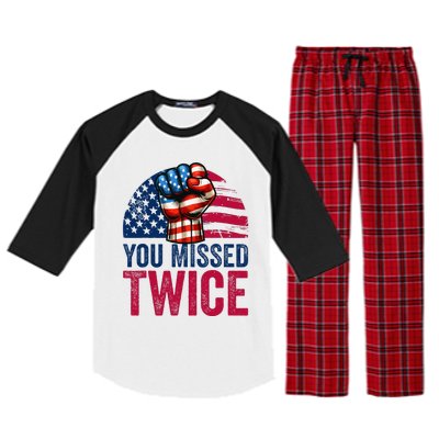 You Missed Twice Trump Assassinated White 2024 Raglan Sleeve Pajama Set