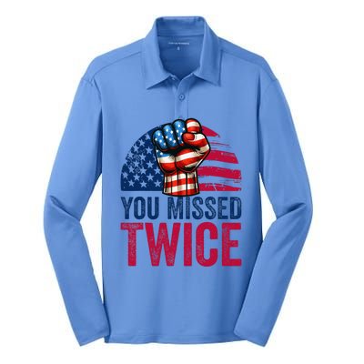 You Missed Twice Trump Assassinated White 2024 Silk Touch Performance Long Sleeve Polo