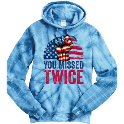 You Missed Twice Trump Assassinated White 2024 Tie Dye Hoodie