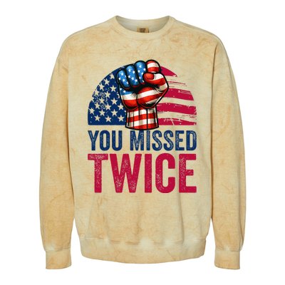 You Missed Twice Trump Assassinated White 2024 Colorblast Crewneck Sweatshirt