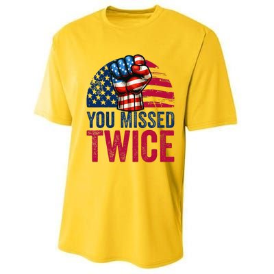 You Missed Twice Trump Assassinated White 2024 Performance Sprint T-Shirt