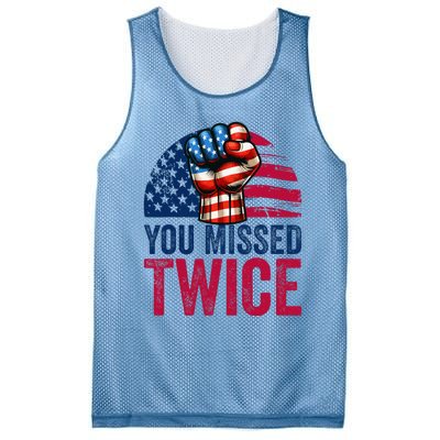 You Missed Twice Trump Assassinated White 2024 Mesh Reversible Basketball Jersey Tank