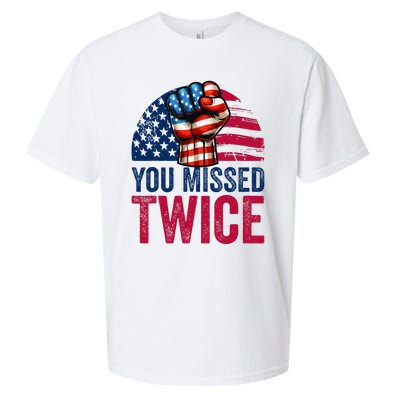 You Missed Twice Trump Assassinated White 2024 Sueded Cloud Jersey T-Shirt