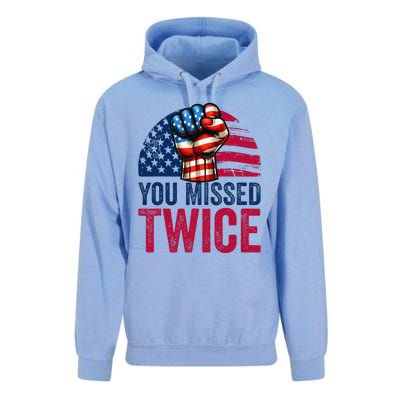 You Missed Twice Trump Assassinated White 2024 Unisex Surf Hoodie