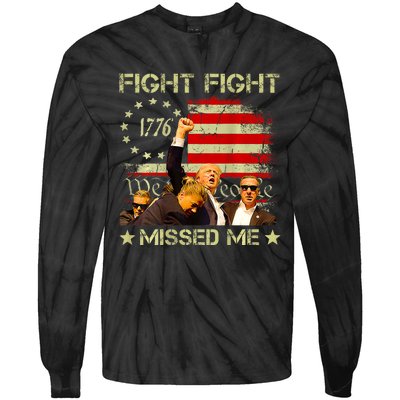 You Missed Trump 2024 Us American Flag Tie-Dye Long Sleeve Shirt