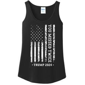 You Missed Twice You Missed Again Trump 2024 Us Flag Ladies Essential Tank