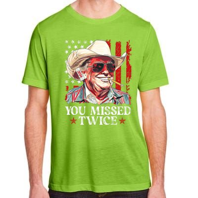 You Missed Twice Western Trump Cowboy Trump 2024 Us Flag Adult ChromaSoft Performance T-Shirt