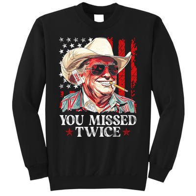 You Missed Twice Western Trump Cowboy Trump 2024 Us Flag Sweatshirt