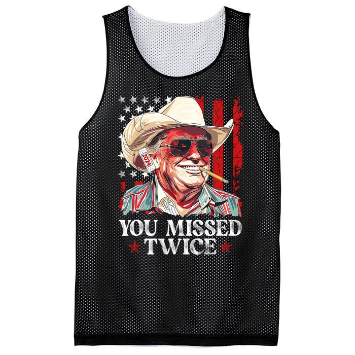 You Missed Twice Western Trump Cowboy Trump 2024 Us Flag Mesh Reversible Basketball Jersey Tank