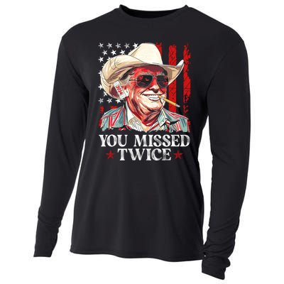 You Missed Twice Western Trump Cowboy Trump 2024 Us Flag Cooling Performance Long Sleeve Crew