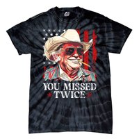 You Missed Twice Western Trump Cowboy Trump 2024 Us Flag Tie-Dye T-Shirt