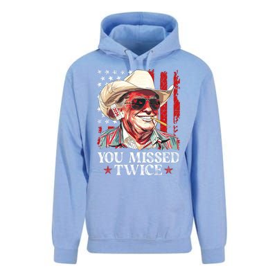 You Missed Twice Western Trump Cowboy Trump 2024 Us Flag Unisex Surf Hoodie