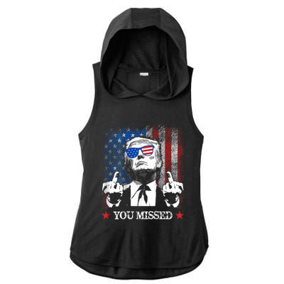 You Missed Trump 2024 Us American Flag Ladies PosiCharge Tri-Blend Wicking Draft Hoodie Tank