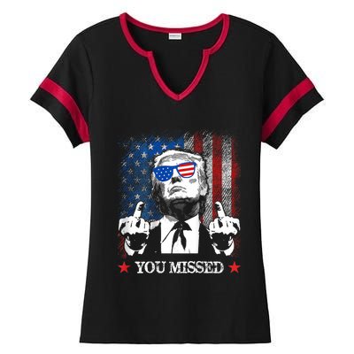 You Missed Trump 2024 Us American Flag Ladies Halftime Notch Neck Tee