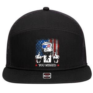 You Missed Trump 2024 Us American Flag 7 Panel Mesh Trucker Snapback Hat