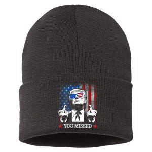 You Missed Trump 2024 Us American Flag Sustainable Knit Beanie