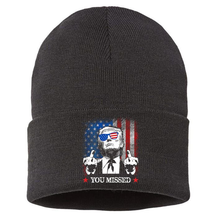 You Missed Trump 2024 Us American Flag Sustainable Knit Beanie