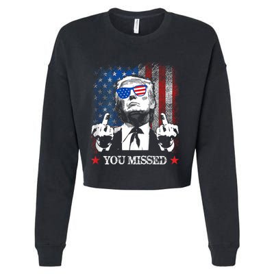 You Missed Trump 2024 Us American Flag Cropped Pullover Crew