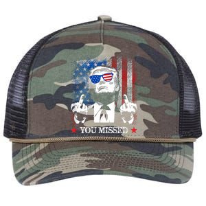 You Missed Trump 2024 Us American Flag Retro Rope Trucker Hat Cap