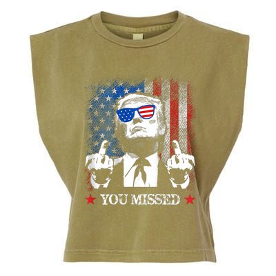 You Missed Trump 2024 Us American Flag Garment-Dyed Women's Muscle Tee