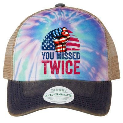 You Missed Twice Trump Assassinated White 2024 Legacy Tie Dye Trucker Hat