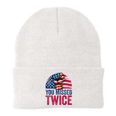 You Missed Twice Trump Assassinated White 2024 Knit Cap Winter Beanie