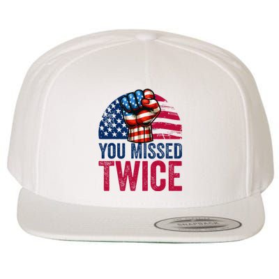 You Missed Twice Trump Assassinated White 2024 Wool Snapback Cap