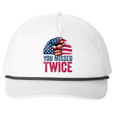 You Missed Twice Trump Assassinated White 2024 Snapback Five-Panel Rope Hat