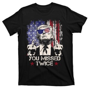 You Missed Twice Western Trump 2024 American Flag T-Shirt