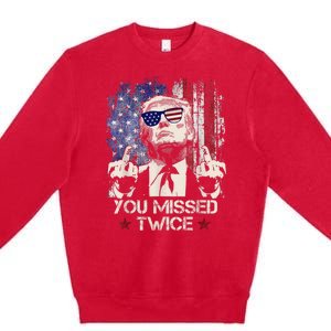 You Missed Twice Western Trump 2024 American Flag Premium Crewneck Sweatshirt